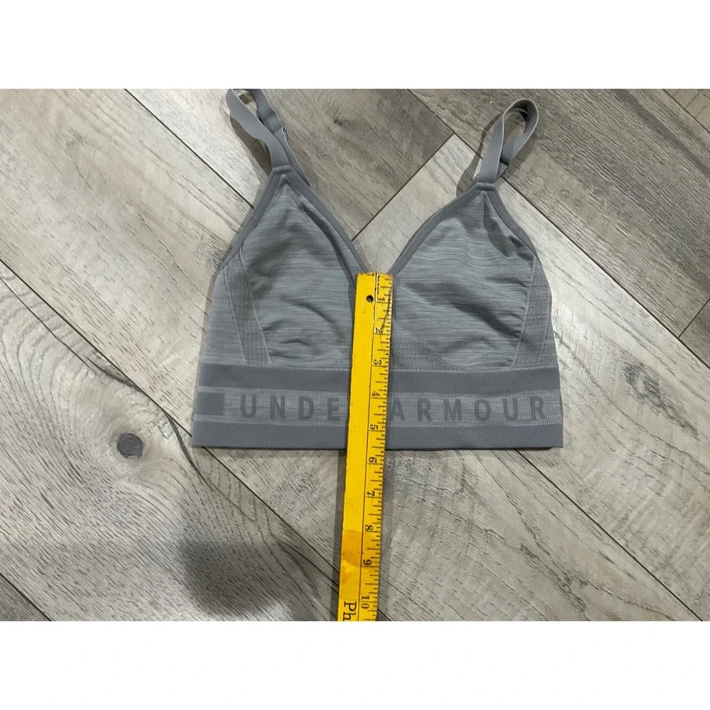 Under Armour Seamless V-Neck Sports Bra Gray Strappy Back Small SM/P/CH